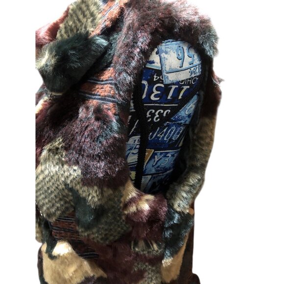 Boho Classy Eclectic Unique Street Style Multi Color Texture Faux Fur Vest Sz M - Picture 11 of 16